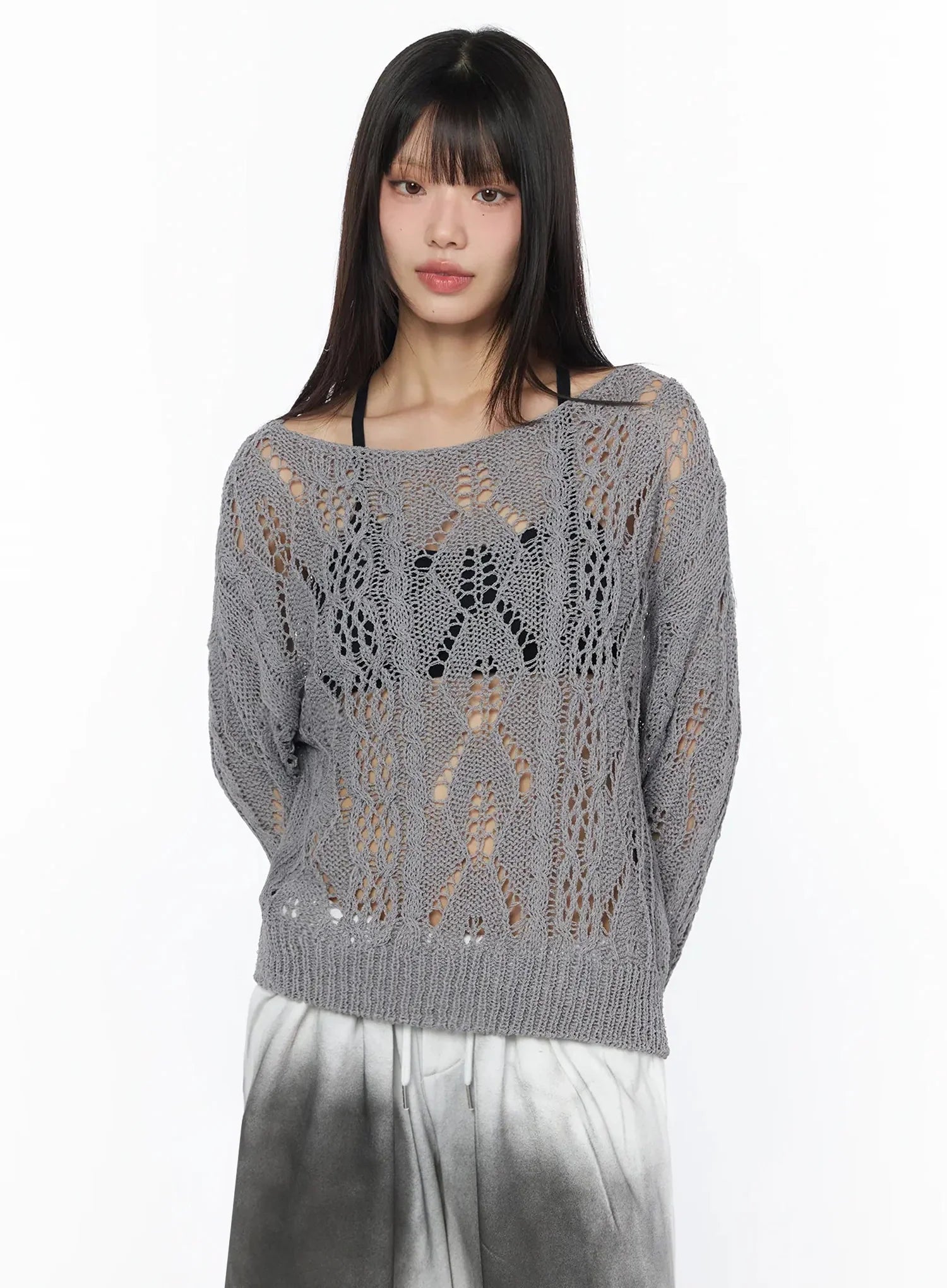 boho-chic-boat-neck-sweater-iy525 / Gray