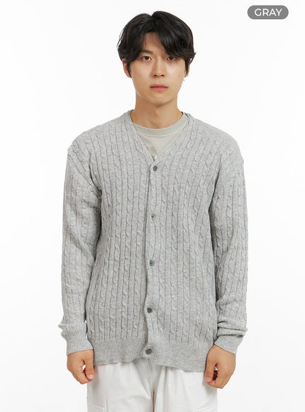 mens-cable-knit-cardigan-ig409 / Gray