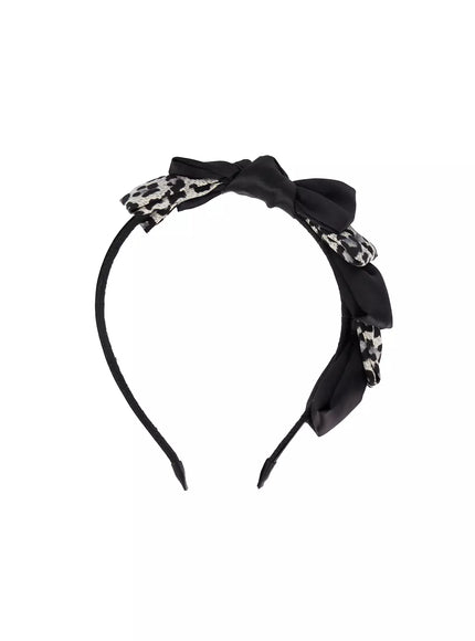 leopard-satin-bow-headband-im530 / Gray