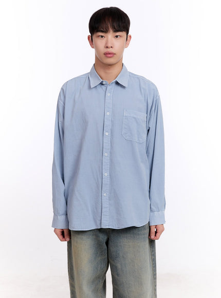 mens-loose-fit-long-sleeve-collared-shirt-im512 / Light blue