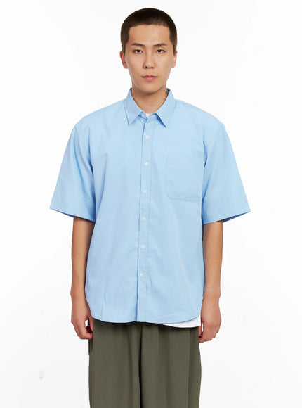 mens-short-sleeve-button-up-ig511 / Light blue