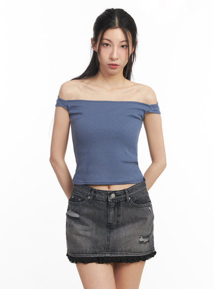 square-neck-off-shoulder-top-iy529 / blue