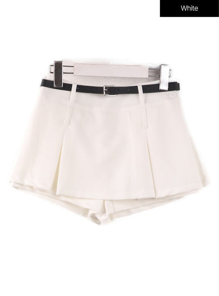 pleated-mini-skirt-with-belt-if408 / White