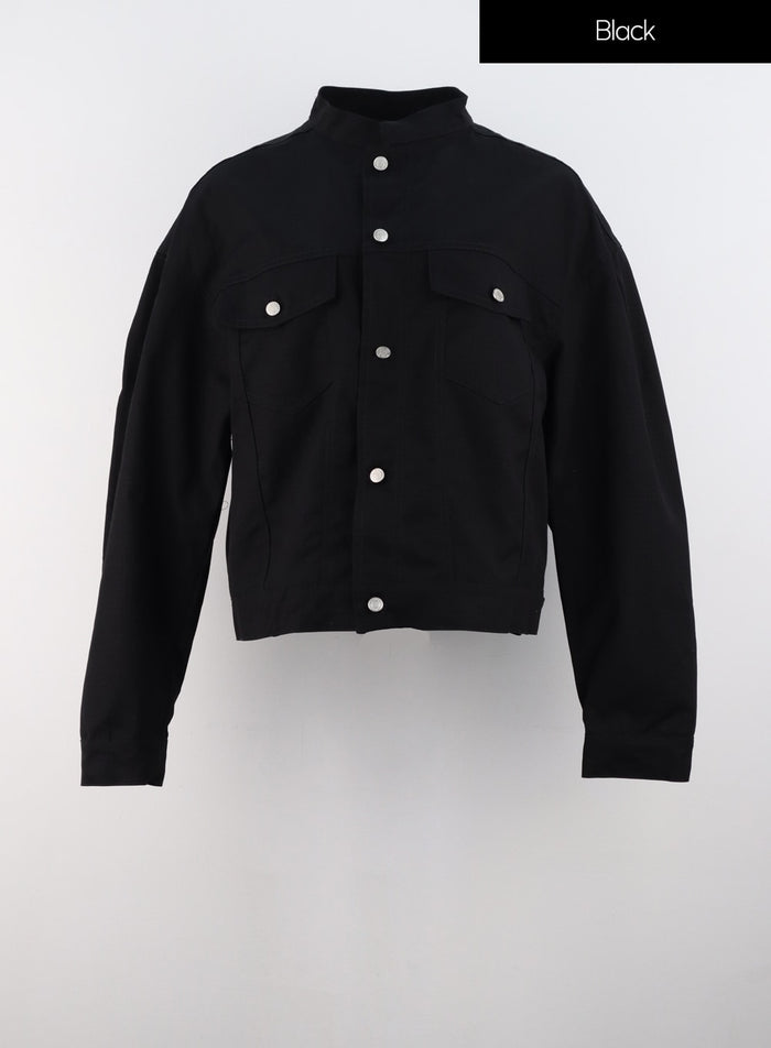 collarless-camo-jacket-is322 / Black