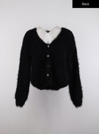 faux-fur-knitted-cardigan-id315 / Black