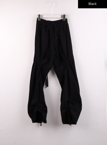 drawstring-ribbon-detail-sweatpants-ij430 / Black
