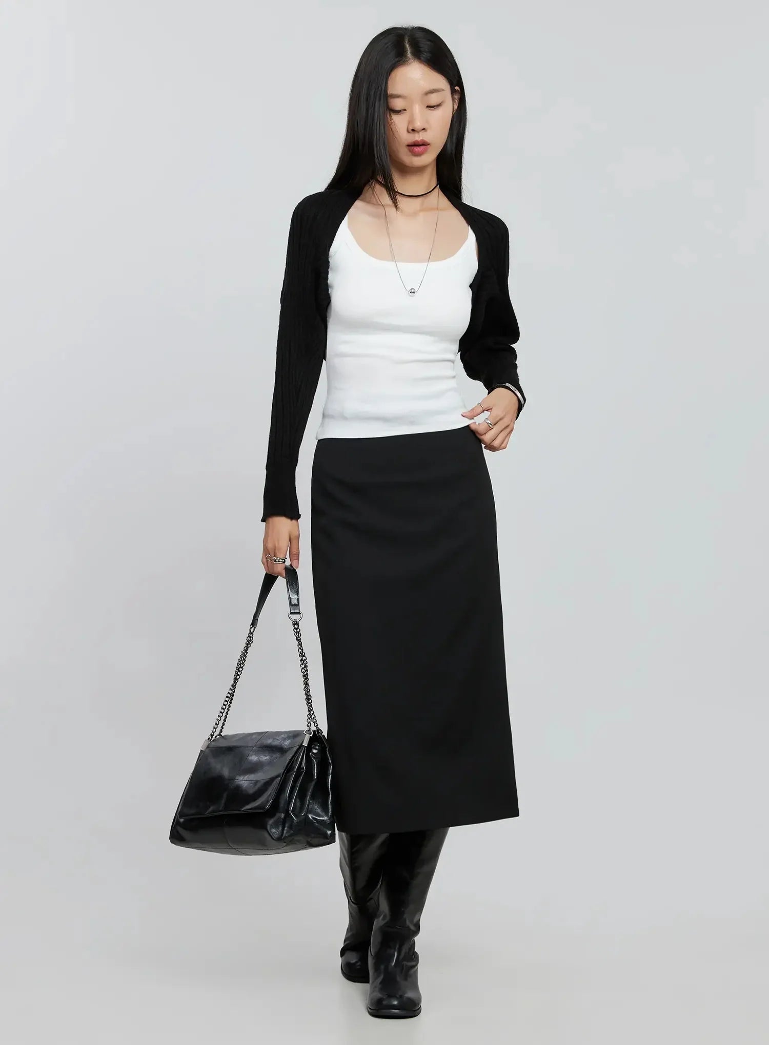 Ribbed Knit Bolero IN507