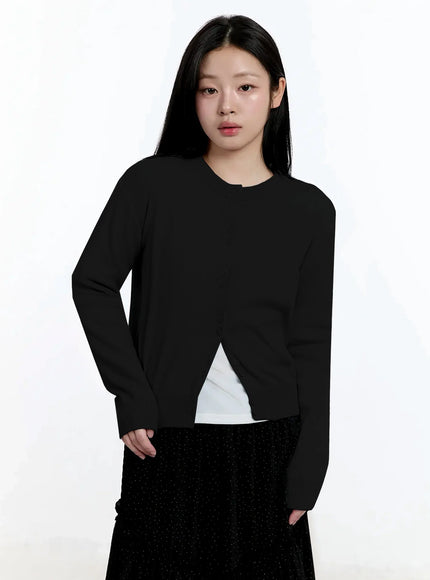 double-button-knit-cardigan-im513 / Black
