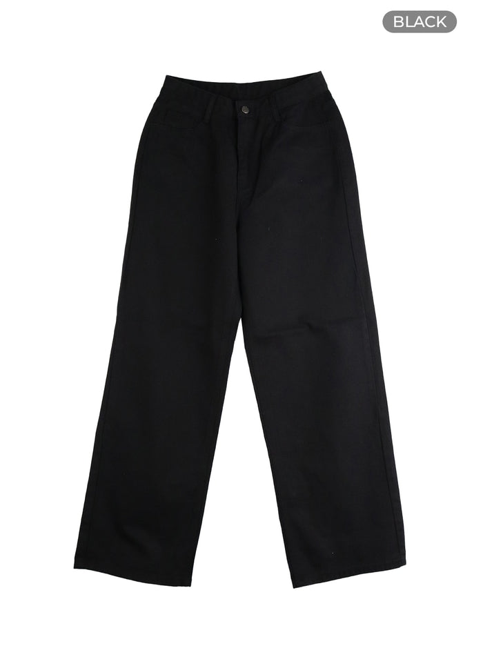 solid-straight-leg-trousers-im414 / Black