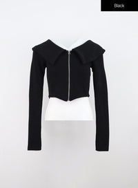 off-shoulder-crop-sweater-in308 / Black