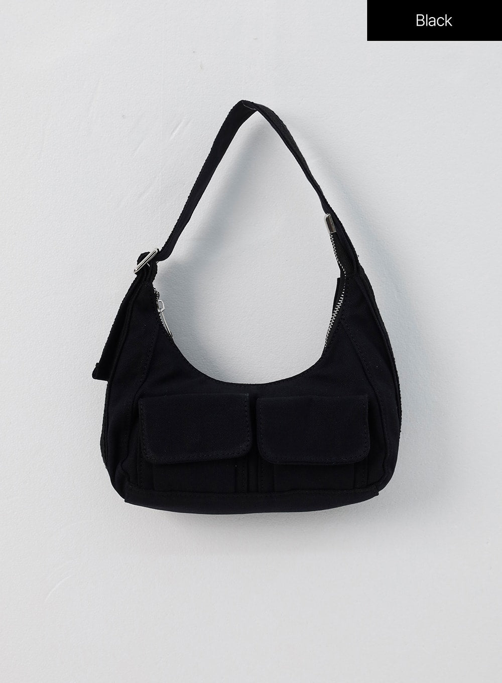 cotton-pocket-shoulder-bag-is322 / Black