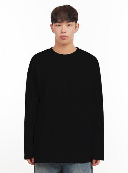 mens-essential-oversized-long-sleeve-t-shirt-if517 / Black