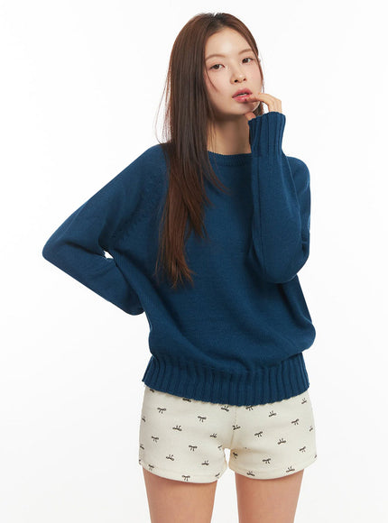 basic-round-neck-sweater-im513 / Dark blue