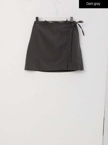 waist-strap-mini-skirt-is327 / Dark gray