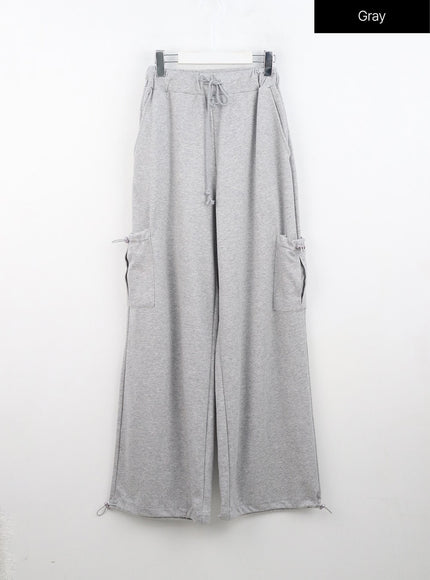 straight-fit-string-cargo-pants-in310 / Gray