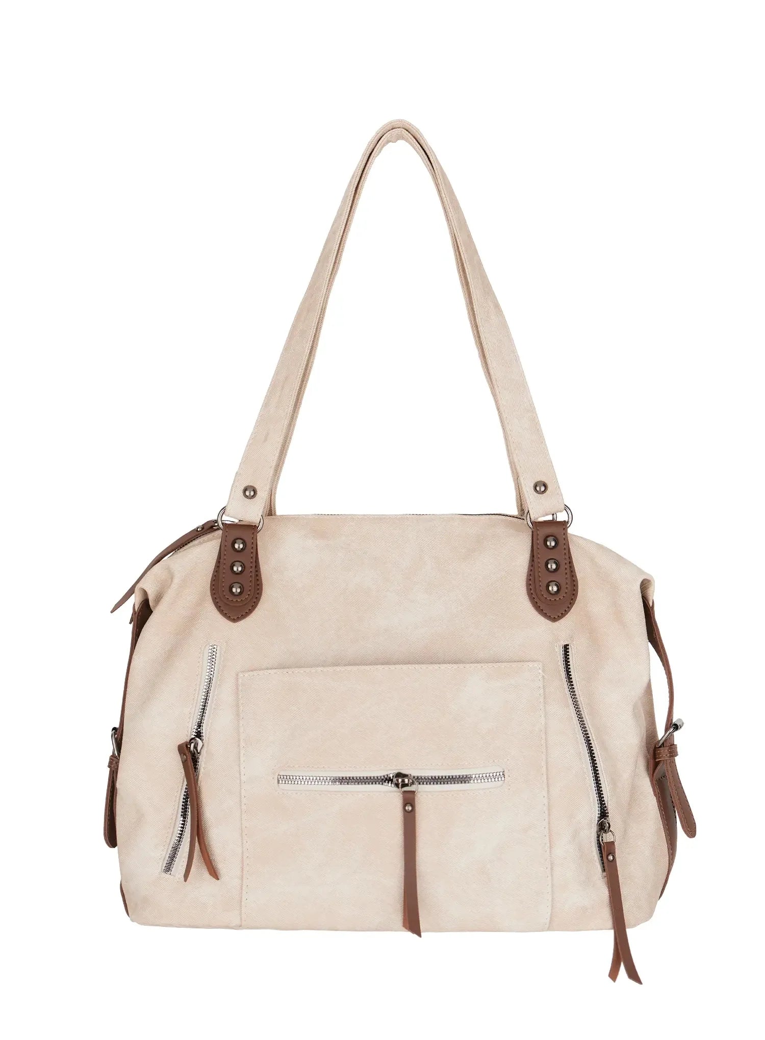 Vintage Leather Accent Shoulder Bag IM530