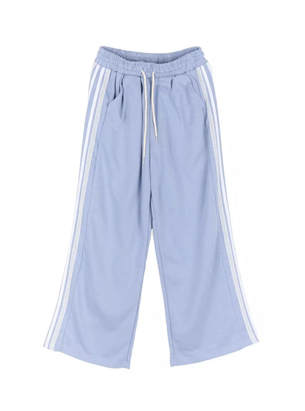 striped-adjustable-sweatpants-iu525 / Light blue
