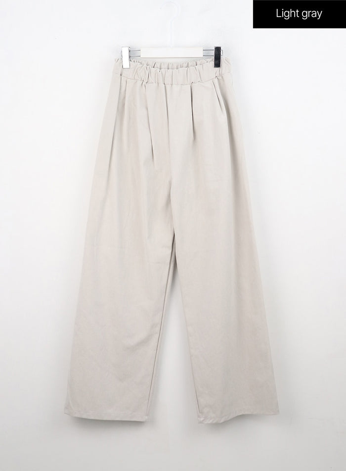 elastic-waistband-pintuck-pants-in308 / Light gray