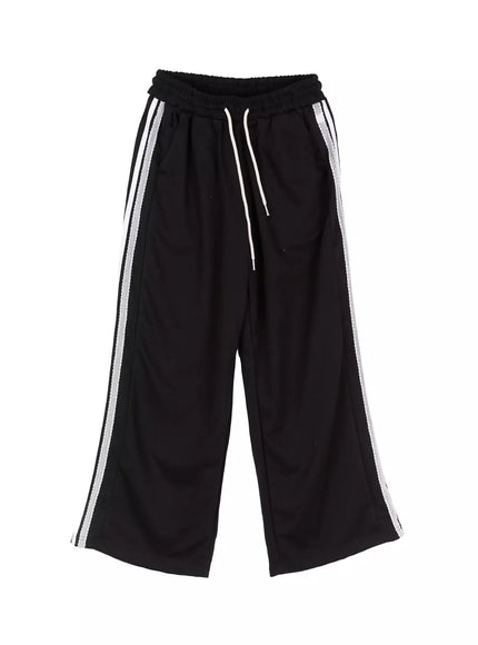 striped-adjustable-sweatpants-iu525 / Black