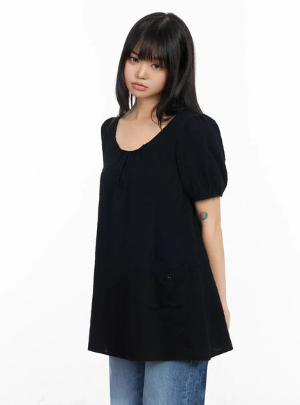 patterned-tunic-layer-dress-ia523 / Black