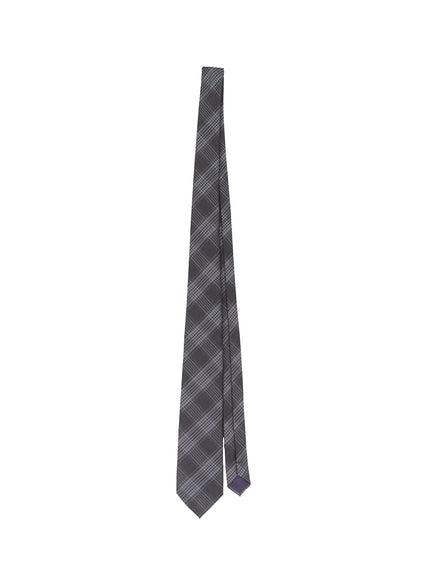 mens-casual-glen-plaid-print-tie-il514 / Black