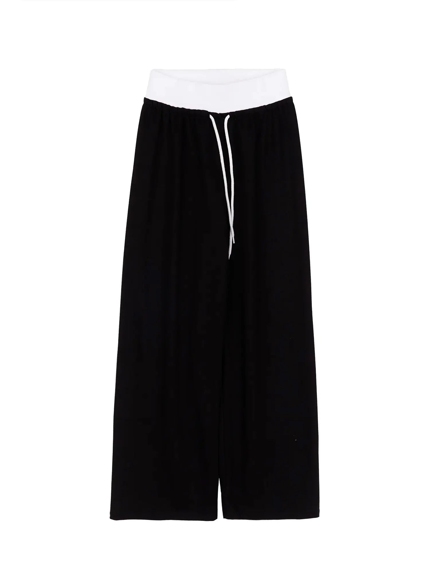 layered-wide-leg-sweatpants-iy504 / Black