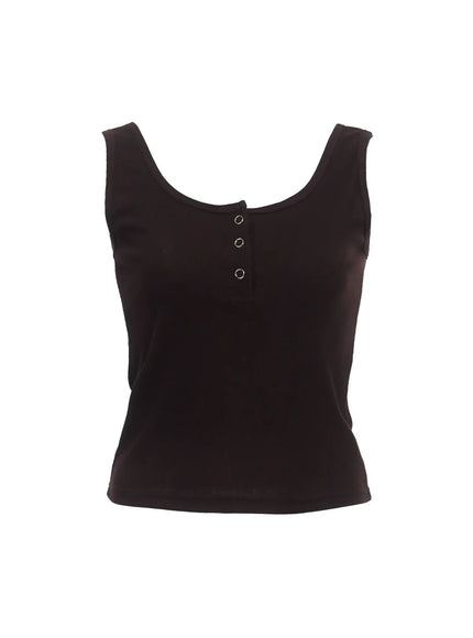 buttoned-sleeveless-top-ic503 / Dark brown