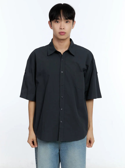 mens-pocket-detail-short-sleeve-shirt-ig519 / Dark gray