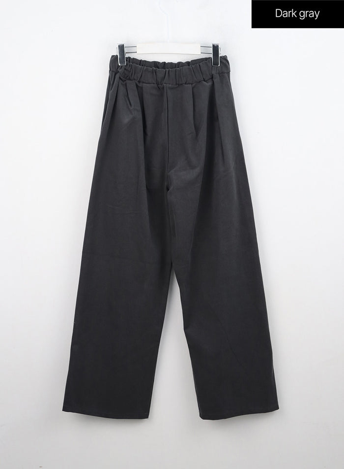 elastic-waistband-pintuck-pants-in308 / Dark gray