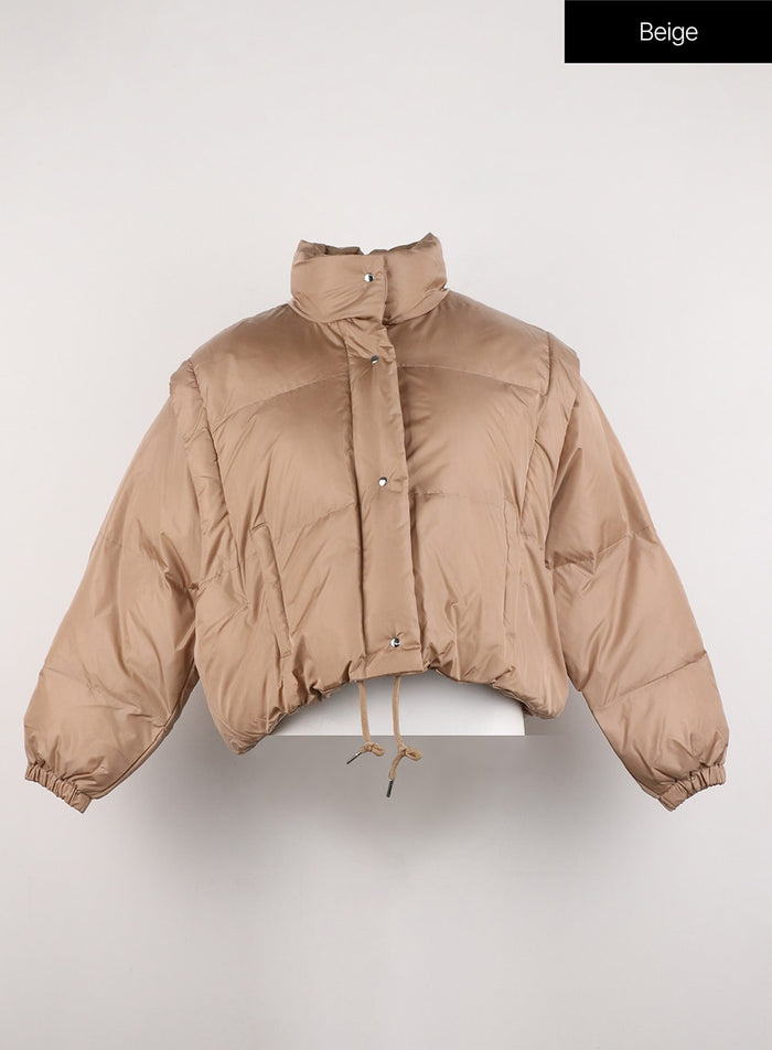high-collar-crop-puffer-jacket-id306 / Beige