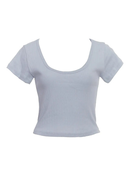 cotton-casual-scoop-tee-ic503 / Light blue