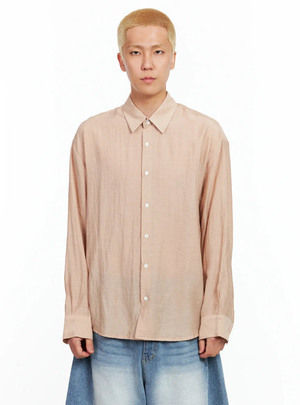 mens-soft-linen-long-sleeve-shirt-il514 / Light pink