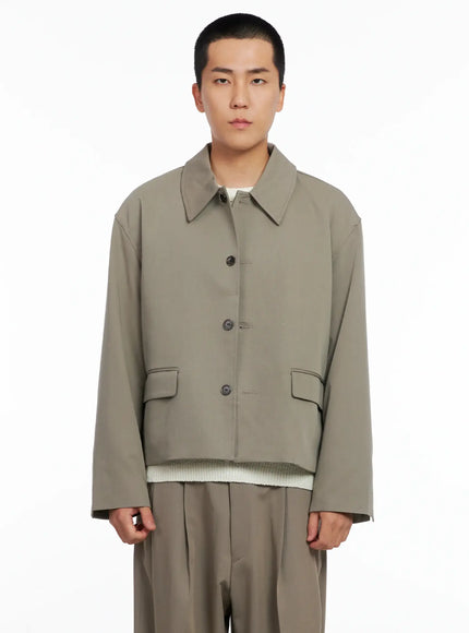 Men's Cropped Button-Up Jacket IS502
