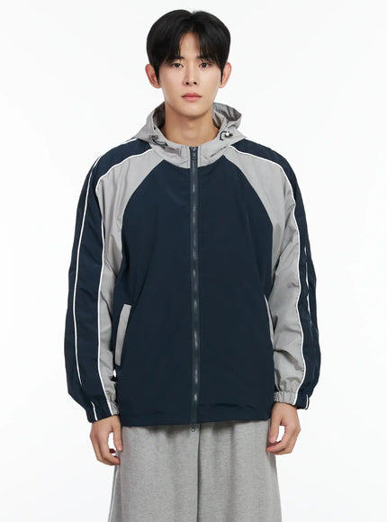 Men's Color Block Hooded Jacket IM523