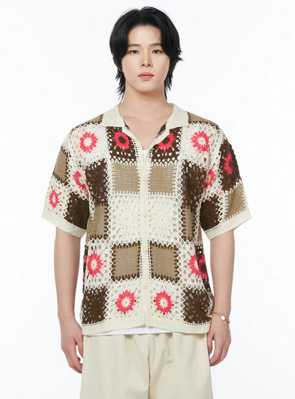 mens-crochet-knit-short-sleeve-cardigan-iy525