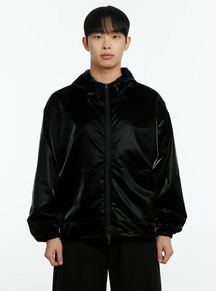 mens-high-end-glossy-double-zipper-zip-up-hoodie-if511