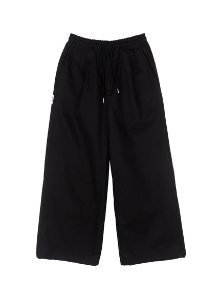 mens-wide-leg-graphic-cotton-pants-ij527 / Black