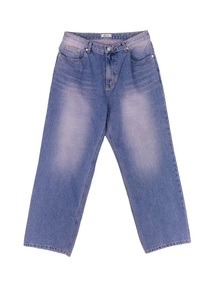 Men's Purple Washed Wide Jeans ID523