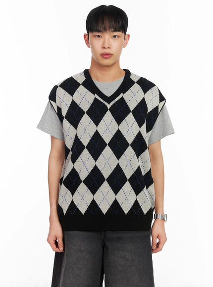 Men's V-Neck Argyle Sweater Vest IA501