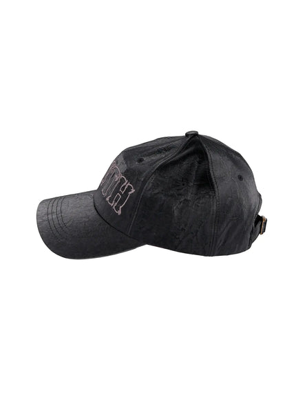 Crackle Faux Leather Youth Cap ID524