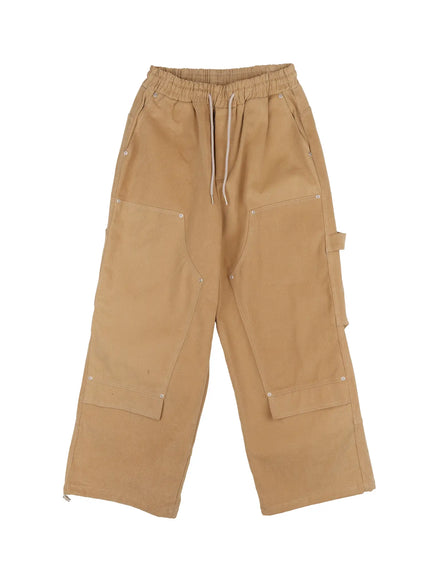 mens-wide-cotton-carpenter-pants-ij521 / Beige