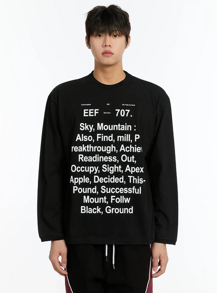 mens-graphic-print-long-sleeve-tee-im503 / Black