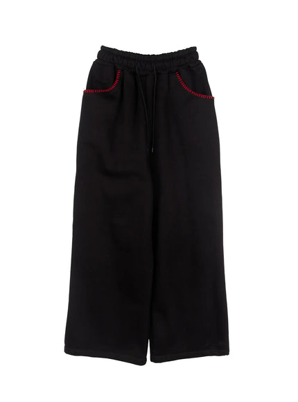 mens-fleece-drawstring-sweatpants-if506 / Black