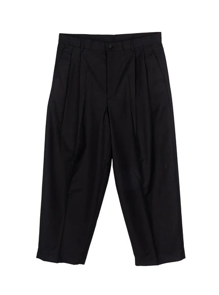 mens-two-tuck-wide-leg-trousers-im530 / Black