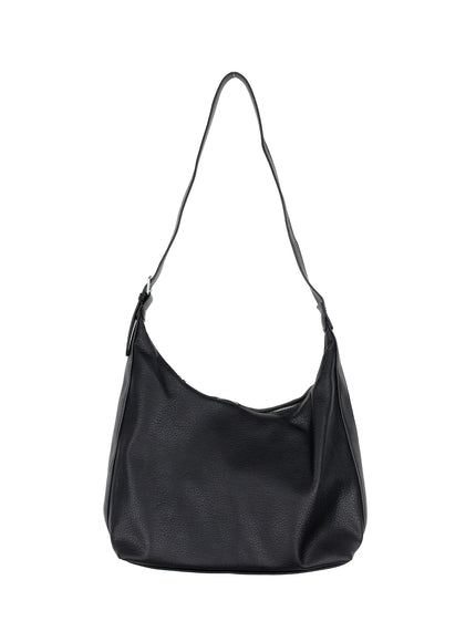 classic-faux-leather-shoulder-bag-io502 / Black