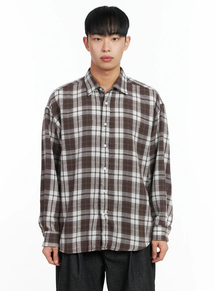 mens-classic-plaid-shirt-in518 / Brown