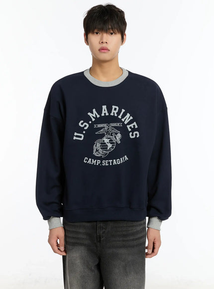 mens-two-toned-graphic-sweatshirt-im502 / Dark blue