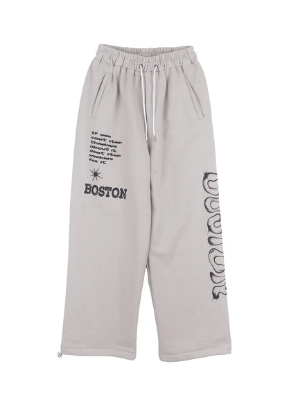 mens-boston-graphic-relaxed-sweatpants-if511 / Gray