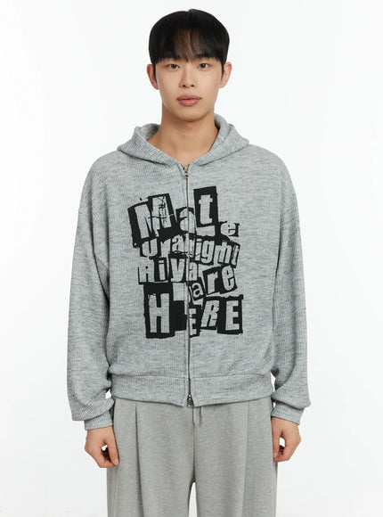 mens-knit-two-way-hoodie-zip-up-if510 / Gray