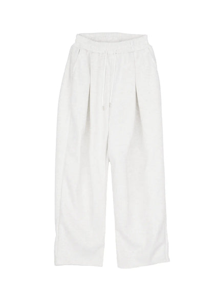 mens-wide-leg-pintuck-sweatpants-im518 / Light gray
